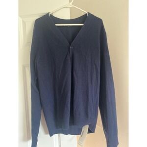 Uniqlo‎ +J V-Neck Cardigan Soft Knit Button Front Sweater Top Navy L